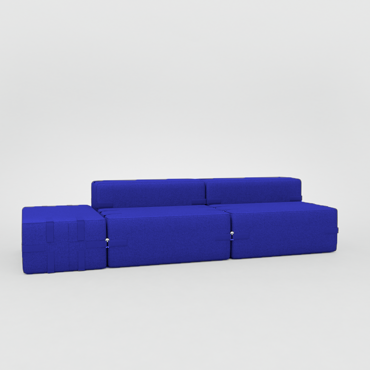 Blocca Module set of 5 in Blue, sofa with ottoman