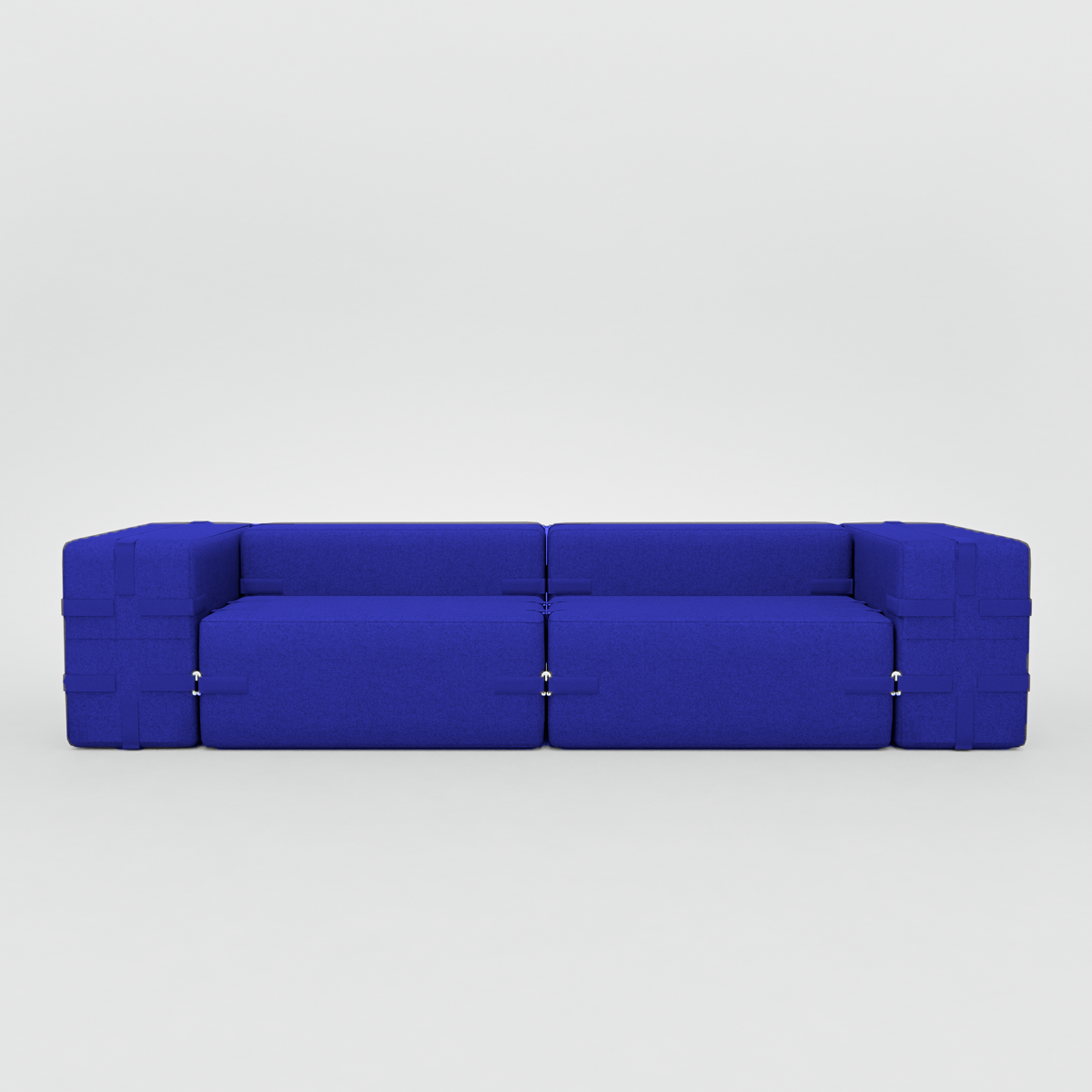 Blocca Module set of 6 in Blue, full sofa with armrests